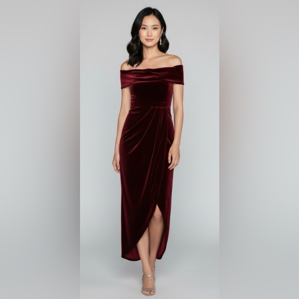 BHLDN Dress X Anthropologie Edison Size 4 Velvet Off The Shoulder Sophisticated